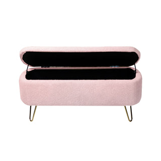 Storage Ottoman Bench For End Of Bed Legs, Modern Camel Faux Fur Entryway Bench Upholstered Padded With Storage For Living Room Bedroom