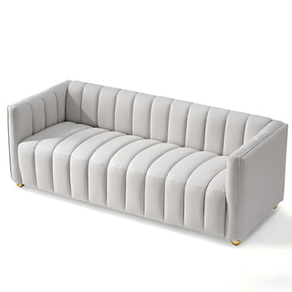 Vertical Channel Tuft Sofa For Apartment Lounge - Ivory