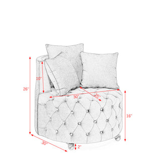 Modern Upholstered Swivel Chair With Button Tufted Design And Movable Wheels