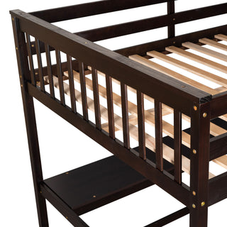Loft Bed With Storage Shelves And Under Bed Desk
