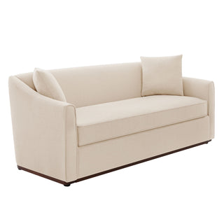 3 Seater Sofa With Wrap Around Armrests And Throw Pillows, For Living Room - Oatmeal