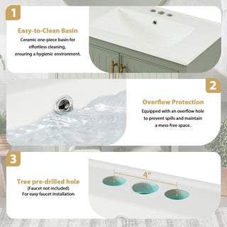 Elegant Bathroom Vanity With Ceramic Sink And Versatile Storage