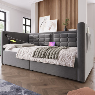 Upholstered Daybed With Hydraulic Storage And USB / Type - C Charging