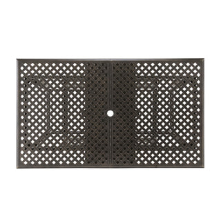 Outdoor Expandable Dining Table With Umbrella Holder, Lattice Pattern And Curved Legs - Black