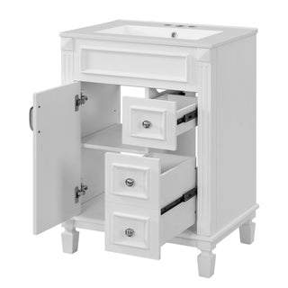 Bathroom Vanity With Sink, Compact Cabinet & 2 Drawers And Adjustable Shelf
