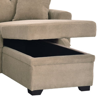 Sleeper Sectional Sofa With Pull Out Bed, Reversible Chaise, Hidden Storage