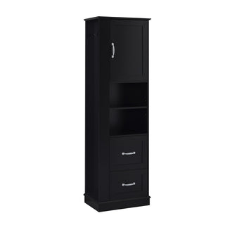 Freestanding Bathroom Storage Cabinet With Adjustable Shelves And Side Hooks Board, Rectangle Design