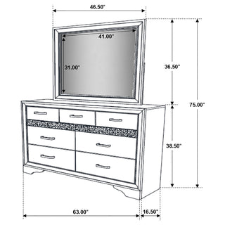 7 Drawer Dresser With Mirror - White