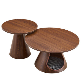 Nesting Coffee Table With Integrated Cat Cave Bed (Set of 2) - Walnut