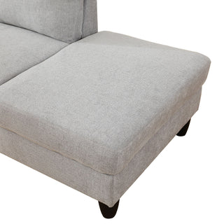 2 Piece L - Shaped Left Chaise Sectional Sofa With Ottoman, Living Room Furniture - White / Gray