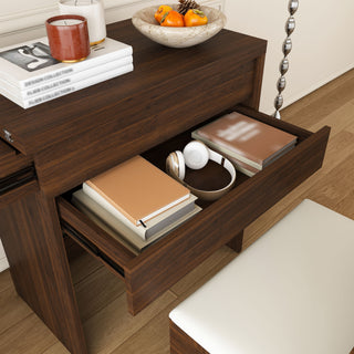 Folding Desk With Mirror And Storage Stol For Bedroom