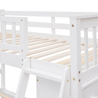 Bunk Bed With 6 Drawers And Flexible Shelves, Bottom Bed With Wheels