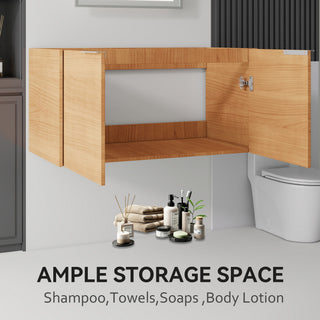 Floating Bathroom Vanity Cabinet & Soft Close Double Doors, Spacious Interior Storage, Wall Mounted, Cabinet Only