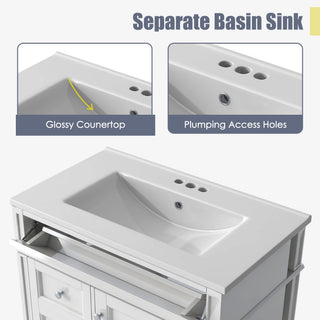 Bathroom Vanity With Top Sink, Modern Bathroom Storage Cabinet With 2 Drawers And A Tip-Out Drawer