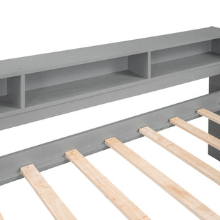 Daybed With 2 Trundles, 3 Storage Cubbies, Built In USB Charging Light