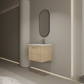 Wall Mounted Bathroom Vanity With Ceramic Sink And 2 Soft Closing Doors