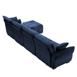 Sofa Set With Ottoman And Pillows, Textured, High Resilience Cushions