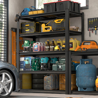 Garage Storage Rack, 5 Layer Adjustable Shelving Unit For Warehouse - Black