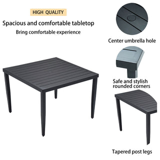 Outdoor Patio Dining Table With Tapered Feet & Umbrella Hole