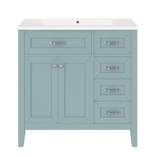 Modern Bathroom Vanity With Sink, Freestanding Design With Drawers And Doors