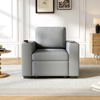 Single Pull Out Sofa Bed With USB Ports And Cup Holders