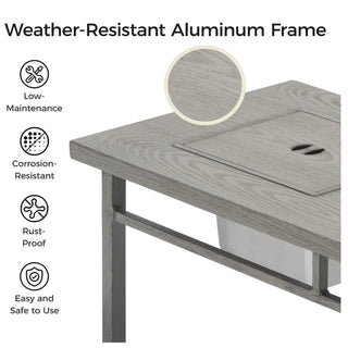3 In 1 Outdoor Propane Fire Pit Table 50, 000 BTU With Ice Bucket - Gray