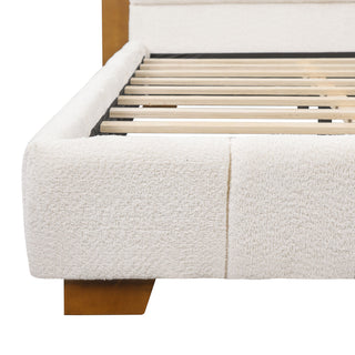 Modern Upholstered Platform Bed Frame With Built-In Reading Lights