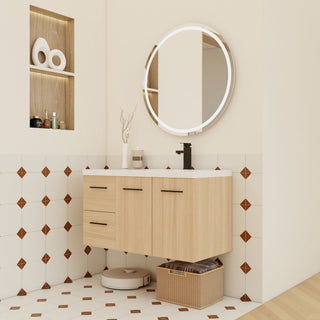 Wall Mounted Floating Bathroom Vanity With Sink, Door & Drawers Modular Cabinet