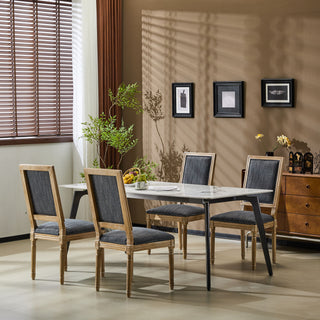 French Country Style Dining Chair With Upholstered Seating And Fluted Legs
