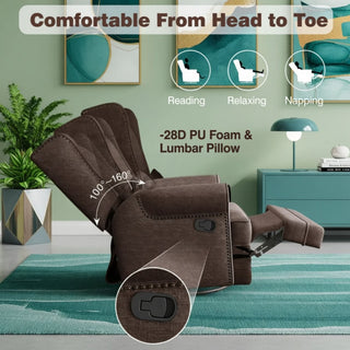 Extra Wide Swivel Recliner Glider Chair With Footrest - Brown