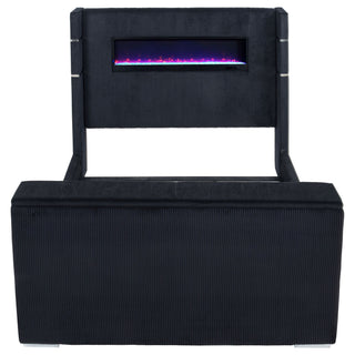 Judah - Eastern King Wingback TV Bed With Motorized Lift And Flame Visualizer - Black