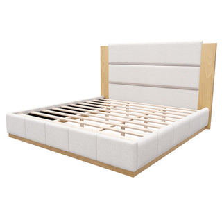 Modern Upholstered Platform Bed With Extended Headboard