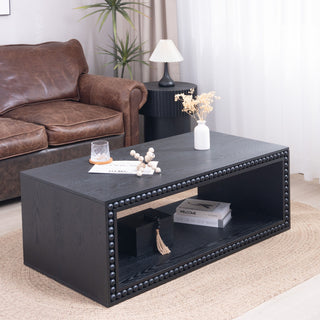 Beaded Edge Coffee Table With Open Storage Shelf