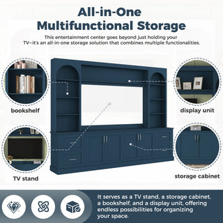 Arched Entertainment Center Wall Unit With Drawers, TV Stand