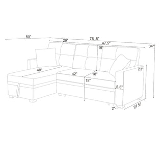 Upholstered Sectional With Pull Out Bed And Chaise Storage