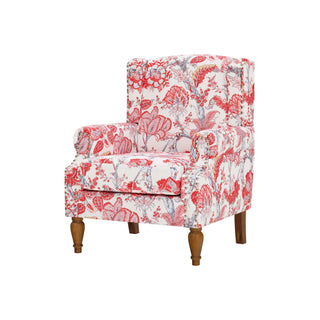 Accent Chair With Floral Upholstery And Nailhead Trim