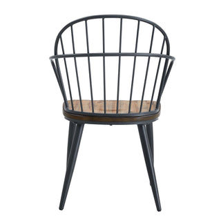 Industrial Inspired Indoor Dining Chair With Metal Legs And Birch (Set of 2) - Black / Natural