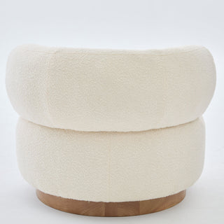 Swivel Accent Chair With Curved Backrest For Home Decor - Beige