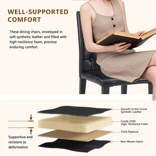 Dining Chairs With Ergonomic Buckle Backrest For Family Dining Rooms