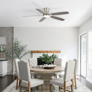 52" Flush Mount Ceiling Fan With Light, DC Motor, Remote Control, Dual Color