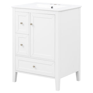 Modern Bathroom Vanity With Sink, Soft Close Drawers & Door, Storage Rack