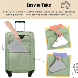 Softside Luggage Expandable 3 Piece Set Upright Spinner Lightweight Suitcase