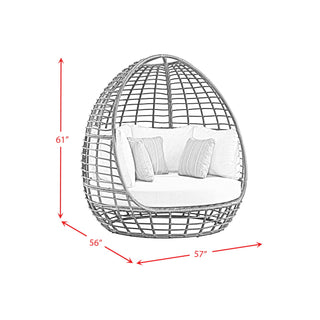 Playa - Twin Egg Chair With 3 Pillows - Dark Gray / Beige