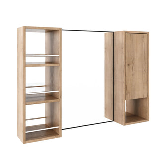 39.4" Wall Mounted Bathroom Cabinet With Storage And - Imitative Oak
