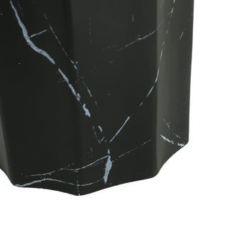 Outdoor Lightweight Concrete BMarble Effect Side Table, Living Room End Table - Black / Marble