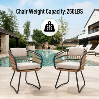 Patio All Weather Armchairs With Cushions (Set of 2) - Beige