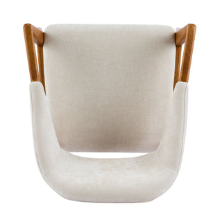 Indoor Upholstered Dining Armchair (Set of 2) - Beige / Teak