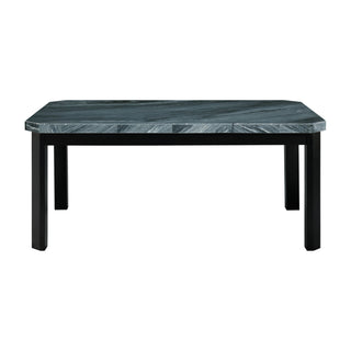 Francesca - Rectangular 5 Piece Gray PU Chairs Dining Set, Table & Four Chairs - Gray Marble
