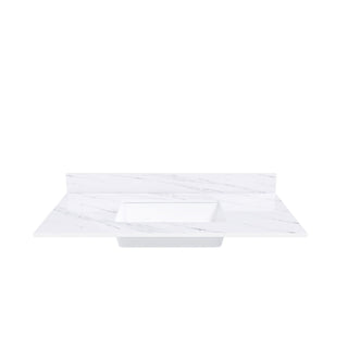 Bianco Carrara Venato Marble Vanity Top With Pre Drilled Faucet Hole And Undermount Sink