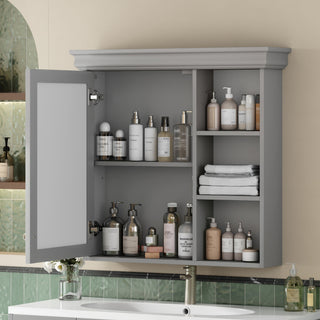 Wall Mounted Bathroom Medicine Cabinet With Mirror And Adjustable Storage With Soft Close Hinges